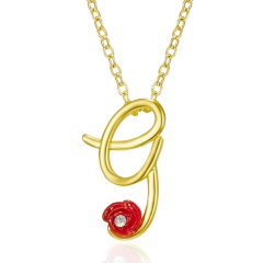 Red Rose Gold English Alphabet Pendant Chain Necklace G