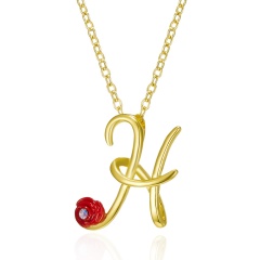 Red Rose Gold English Alphabet Pendant Chain Necklace H