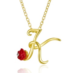 Red Rose Gold English Alphabet Pendant Chain Necklace K