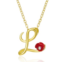 Red Rose Gold English Alphabet Pendant Chain Necklace L