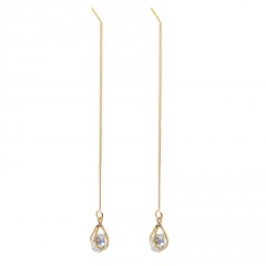 Copper Inlaid White CZ Dangling Earring Gold