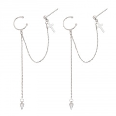 Silver Long Chain Fashion Women's Earring Jewelry Cross