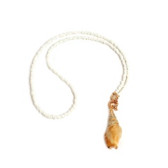 Shell Pendant Rice Bead Long Sweater Chain Necklace A