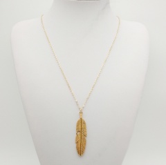 Fashion Feather Sweater Long Chain Necklace Wholesale Gold