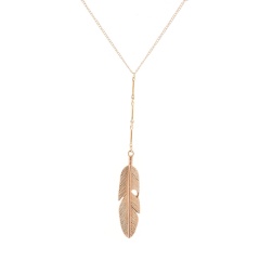 Gold Silver Feather Long Chain Necklace Wholesale Gold