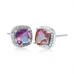 Copper Inlaid CZ Stud Earring Color