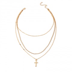 Multilayer Chain Cross Pendant Chain Necklace Jewelry Wholesale Gold