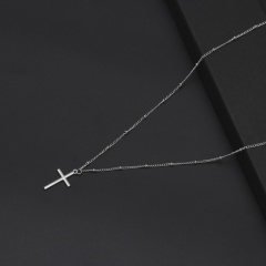Simple Cross Pendant Chain Necklace Jewelry Silver
