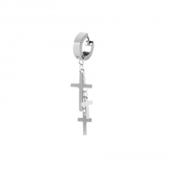 1 Piece Cross Black Chain Earring Wholesale Silver