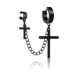 1 Piece Cross Chain Ear Hook Earring Wholesale Black