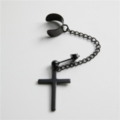 1 Piece Cross Black Simple Chain Earring Wholesale Black
