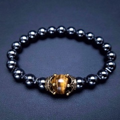 Hematite Gemstone Beads Elastic Bracelet 19CM Hematite