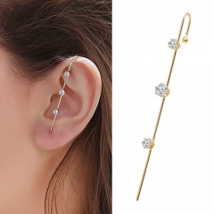 1PC Copper Inlaid White CZ Earring Gold