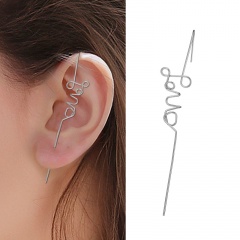 1 Piece Brass Love Simple Earrings for Women Silver