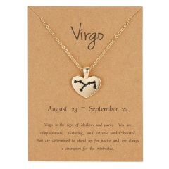 12 Constellation Heart Gold Chain Pendant Necklace Jewelry Virgo