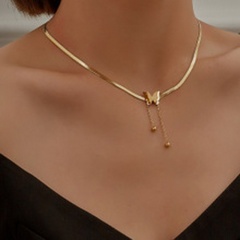 Gold Stainless Steel Butterfly Short Chain Necklace Jewelry butterfly