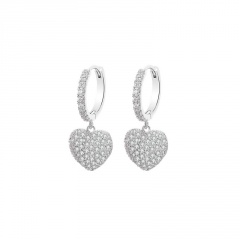 heart zircon diamond hook earrings for women Silver