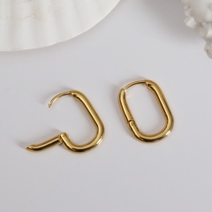 Large Gold Rectangular U-shaped Geometric Ear Hoop Earrings gold