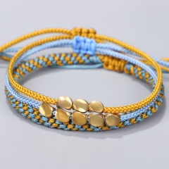 3 Pieces/Set Copper Bead Knot Hand-woven Adjustable Bracelet Set style 1