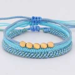 3 Pieces/Set Hand-woven Adjustable Rope Bracelet Set Blue