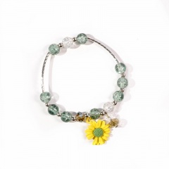 Beaded Daisy Flower Elastic Bracelet Wholesale yellow