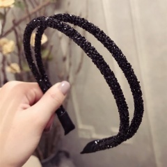 Full Diamond Shining Thin-edged Crystal Hair Hoop Headband black
