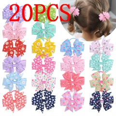 20 Pieces Flower Ribbed Hair Accessories Children's Bow Hair Tie 20 pcs