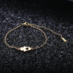 Fashion Plam Stainless Steel Chain Bracelet gold