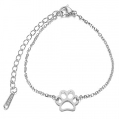 Simple Stainless Steel Dog Paw Chain Bracelet Wholesale silver