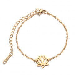 Flower Stainless Steel Chain Bracelets for Women gold