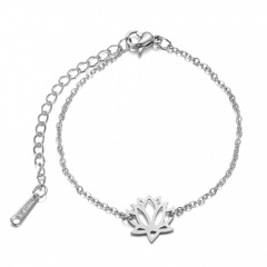 Flower Stainless Steel Chain Bracelets for Women silver