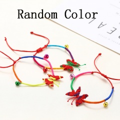 Butterfly Fish Hand Woven Colorful String Bell Pisces Bracelet Random Color Butterfly（Random）
