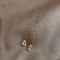 Fashion Gold Crystal Waterdrop Shape Dangle Earring Wholesale #2