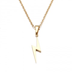 Stainless Steel Lightning Pendant Clavicle Chain Necklace gold
