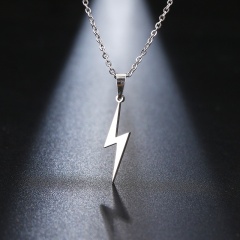 Stainless Steel Lightning Pendant Clavicle Chain Necklace silver