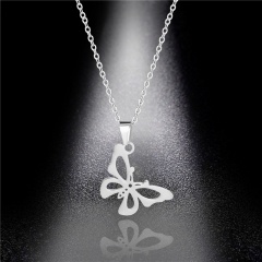 silver butterfly stainless steel pendant chain necklace jewelry butterfly