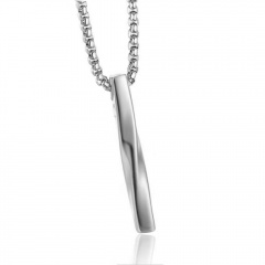 Spiral strip stainless steel pendant necklace (Size: pendant length 4cm, chain length 70cm) opp Steel color