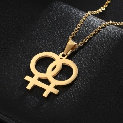 Gay Hollow Stainless Steel Pendant Necklace gold