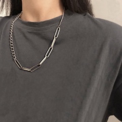 Silver stitching hollow stainless steel chain necklace silver
