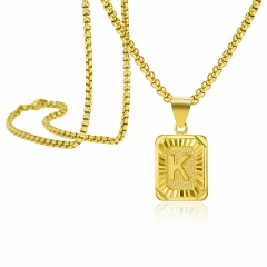 A-Z Letter Gold Pendant Necklace Size 1.5*2.8CM Chain Length 46+5CM K