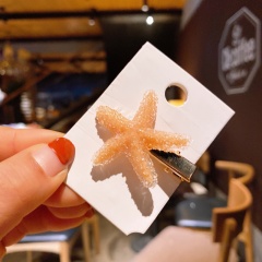 Crystal starfish hair clip bangs clip for children beige