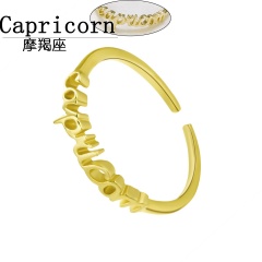 Gold 12 constellation letter open rings jewelry Capricorn