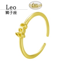 Gold 12 constellation letter open rings jewelry Leo