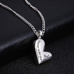 Forever In My Heart Dad Irregular Love Heart Pendant Necklace (Pendant size: 2*2.5cm Chain length: 60cm) opp 18KGP