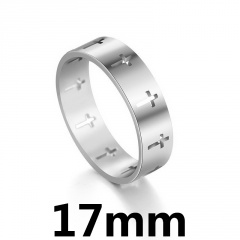 Simple hollow stainless steel cross ring 17mm steel