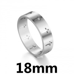 Simple hollow stainless steel cross ring 18mm steel