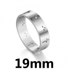 Simple hollow stainless steel cross ring 19mm steel