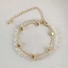 Love Crystal Double Adjustable Bracelet (Circumference: 16+8cm) KC gold