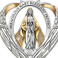 Jesus Our Lady of geometric necklace religion (Pendant size: 3cm, chain length 45+5cm) B