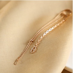 Ring Hollow Round Bead Chain Cross Chain Chain Copper Bracelet (Chain length: 16+3cm) champagne